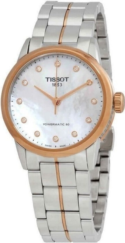 Dameklokke T086.207.22.116.00 Luxury Hvit/Rose-gulltonet stål