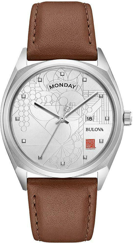 96C138 Frank Lloyd Wright Sølvfarget/Lær Ø39 mm