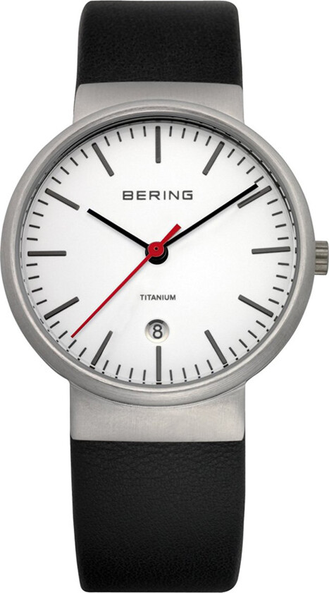 Herreklokke 11036-404 Titanium Hvit/Lær Ø37 mm
