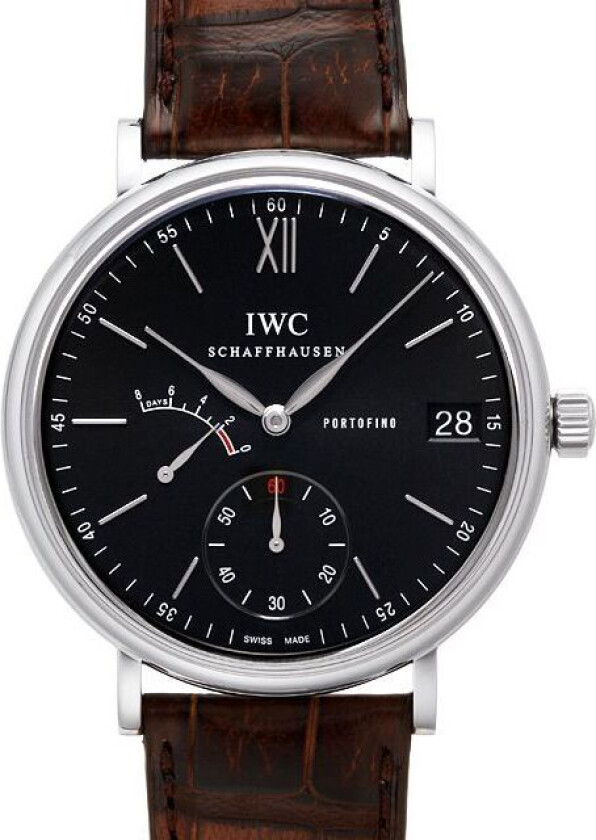 Herreklokke IW510102 Portofino Hand-Wound 8 Days Grå/Lær Ø45 mm