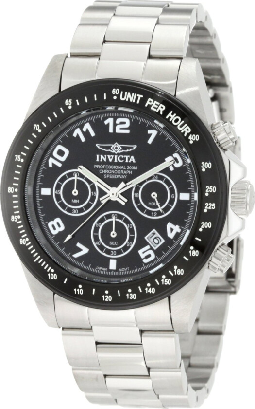 Herreklokke 10701 Speedway Sort/Stål Ø43 mm