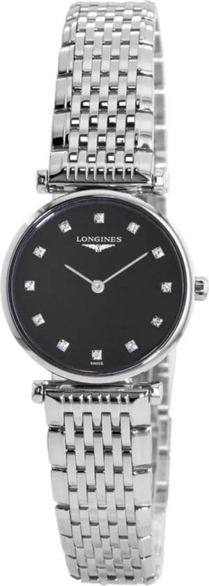 Dameklokke L4.209.4.58.6 Grande Classique Sort/Stål Ø24 mm