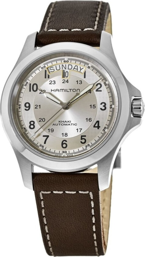 Herreklokke H64455523 Khaki Field King Auto Beige/Lær Ø40