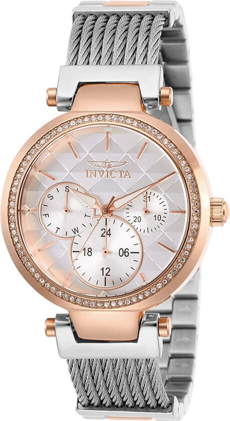 Dameklokke 28922 Angel Hvit/Rose-gulltonet stål Ø36 mm