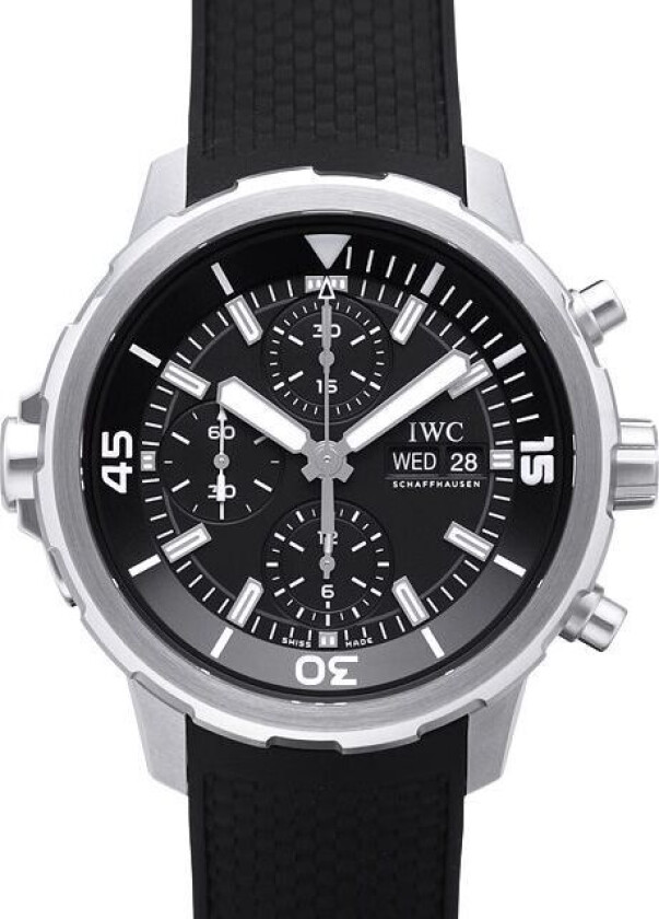 Herreklokke IW376803 Aquatimer Chronograph Sort/Gummi Ø44 mm