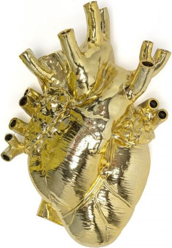 - Love In Bloom Giant Resin Heart Vase Gold