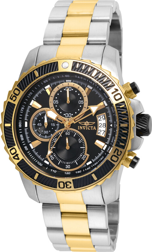 Herreklokke 22418 Pro Diver Sort/Gulltonet stål Ø45 mm