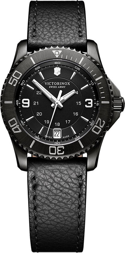 Dameklokke 241788 Maverick Sort/Lær Ø34 mm