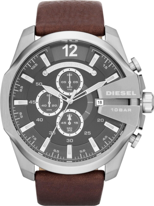 Herreklokke DZ4290 Mega Chief Grå/Lær Ø51 mm