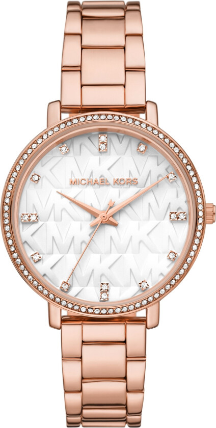 Dameklokke MK4594 Pyper Hvit/Rose-gulltonet stål Ø39 mm