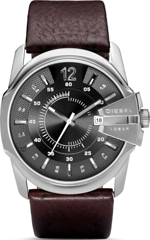 Herreklokke DZ1206 Master Chief Sort/Lær Ø45 mm