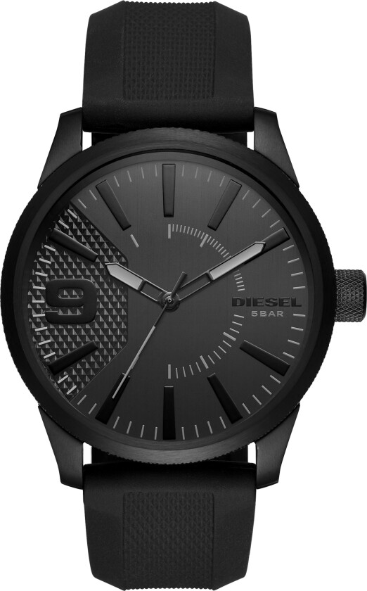 Herreklokke DZ1807 Rasp Sort/Gummi Ø46 mm