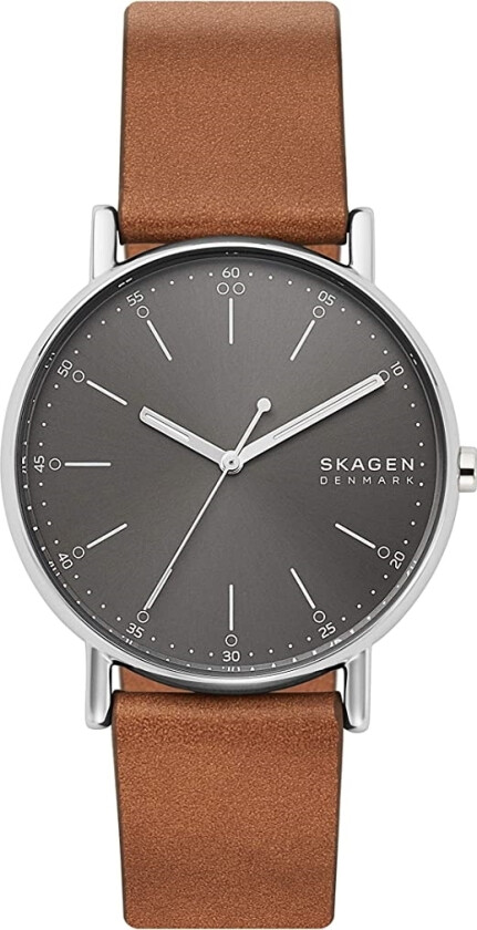 Herreklokke SKW6578 Signatur Grå/Lær Ø40 mm