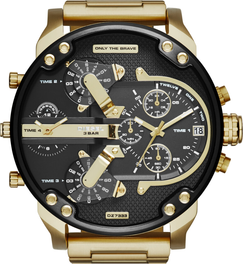 Herreklokke DZ7333 Mr. Daddy 2.0 Sort/Gulltonet stål Ø57 mm