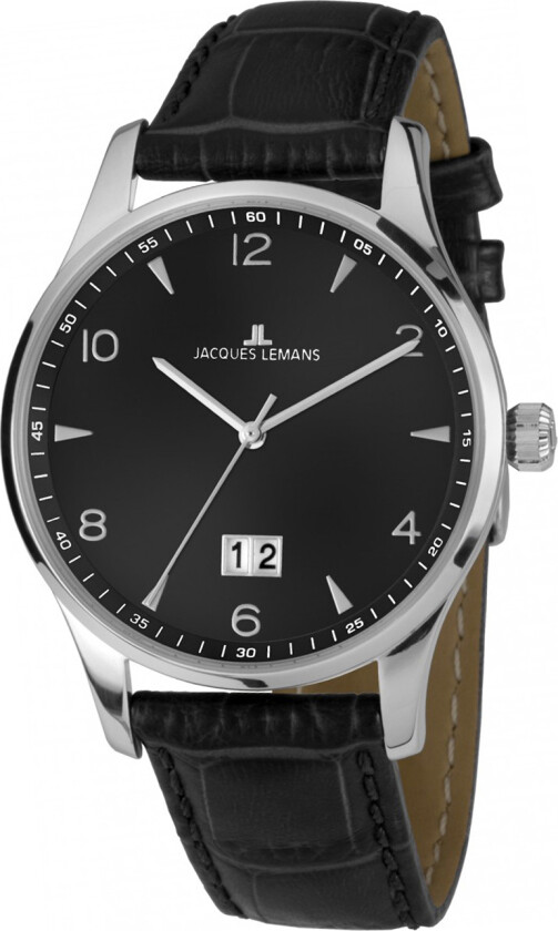 Herreklokke 1-1862ZA London Sort/Lær Ø40 mm