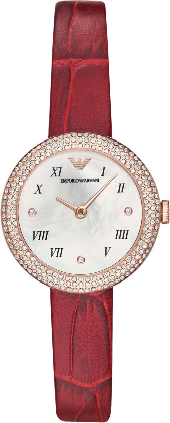 Dameklokke AR11357 Rosa Hvit/Lær Ø30 mm