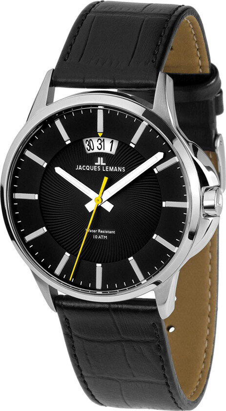 Herreklokke 1-1540A Sydney Sort/Lær Ø42 mm