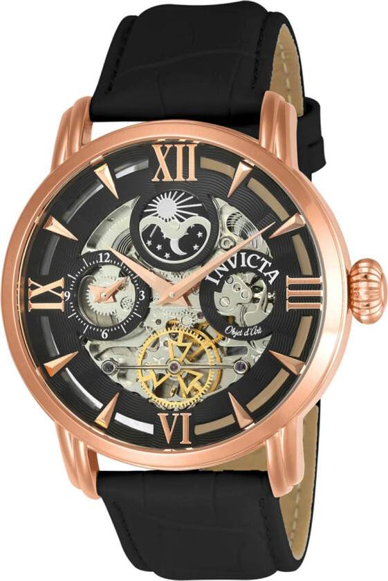 Herreklokke 22653 Sort/Lær Ø47 mm
