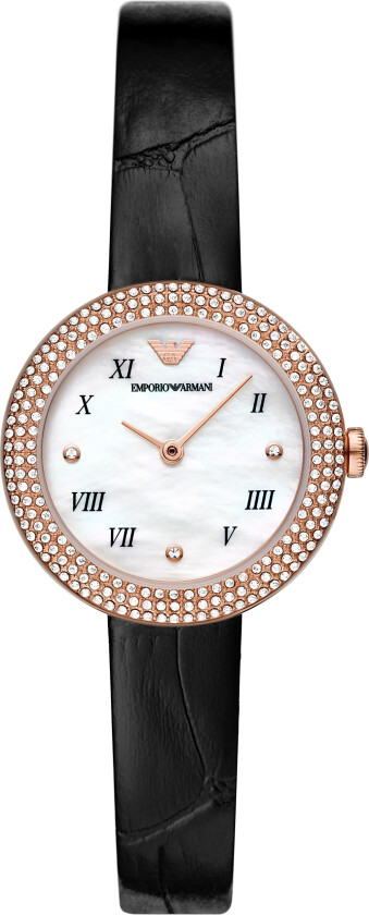 Dameklokke AR11356 Rosa Hvit/Lær Ø30 mm