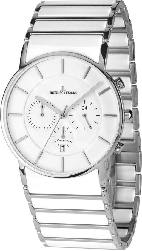Herreklokke 1-1815B York Hvit/Stål Ø42 mm