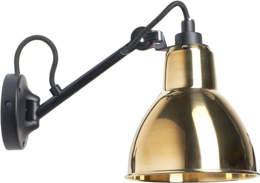 - 104 Vegglampe Svart/Messing Lampe Gras