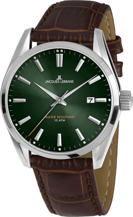 Herreklokke 1-1859D Derby Grønn/Lær Ø40 mm