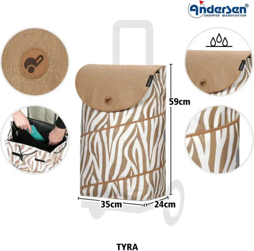 Andersen Royal Shopper TYRA Trillebag 46 Liter ZEBRA