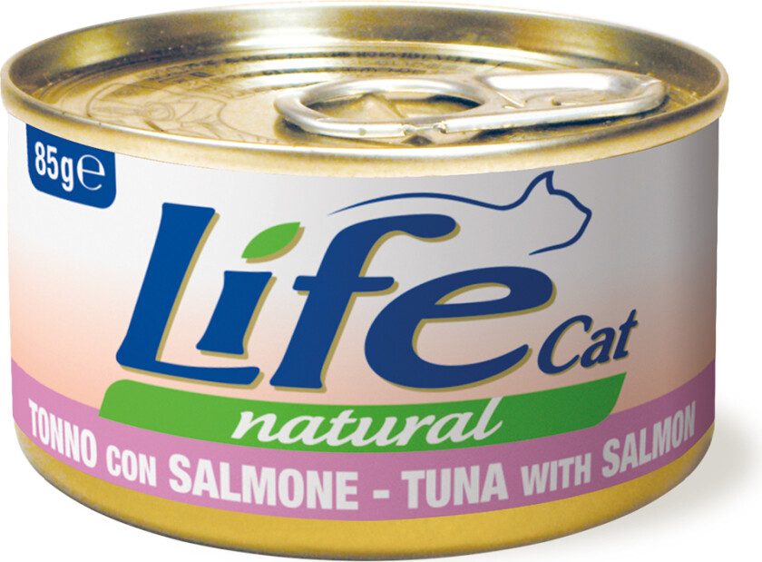 Bilde av LifeCat Natural Adult våtfôr for katter 12 x 85 g - Tunfisk med laks