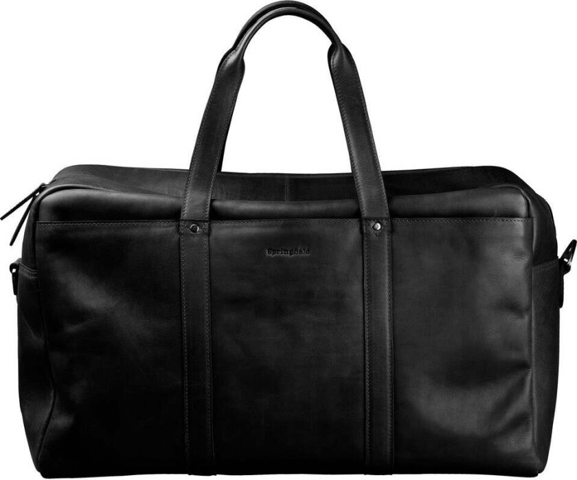 stor weekendbag i skinn Svart