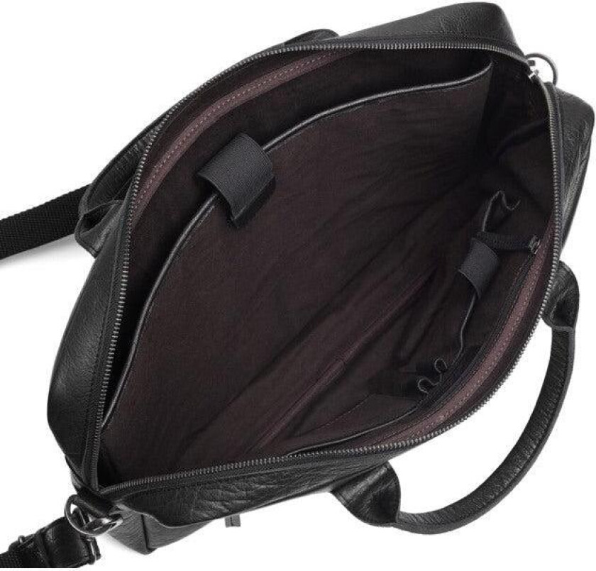 Prato Tobias Skinn Pc veske med 1 hovedrom 15,6" Svart