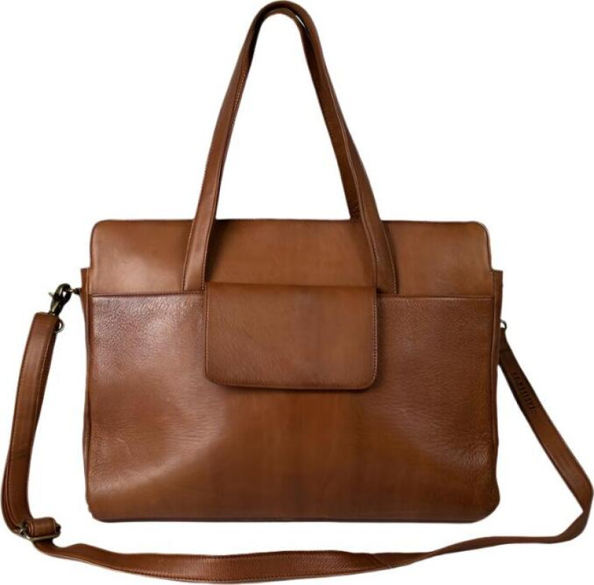 Evia Urban PC skulderveske i skinn Walnut