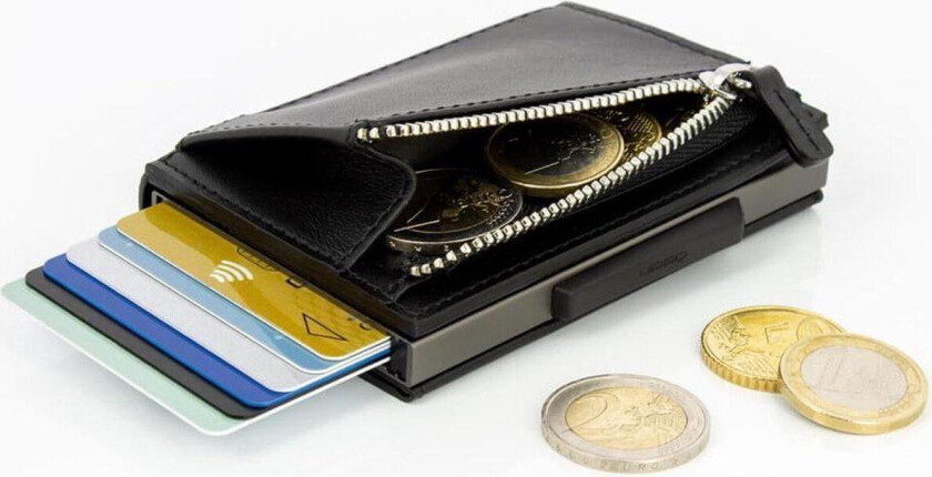 Ögon Cascade Premium Zipper Wallet Black Titanium