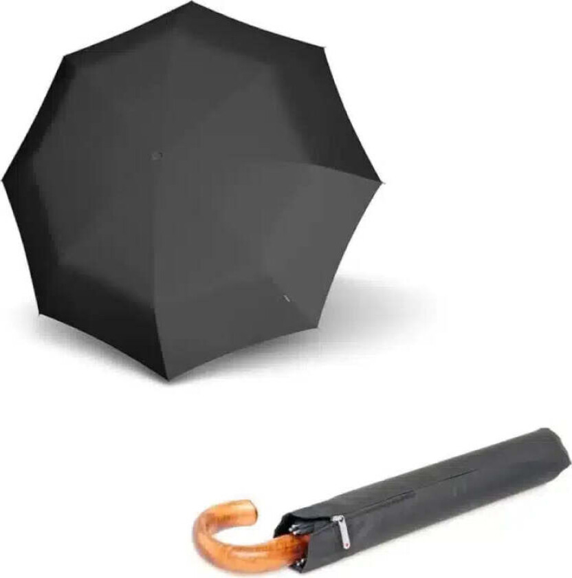 Topmatic SL med automatisk åpning og buet trehåndtak Svart