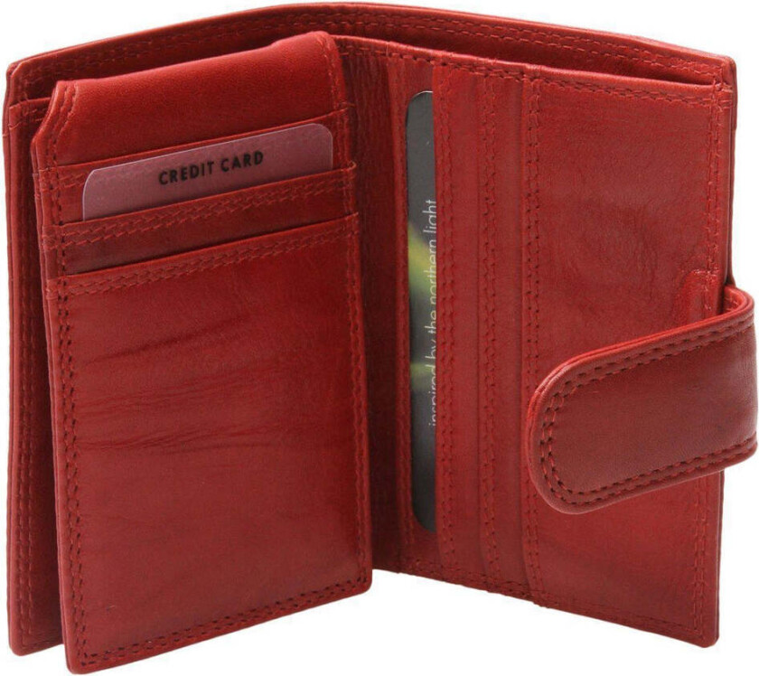 . Liten Unisex skinn Lommebok 10 kort/ Liten Myntlomme Rød