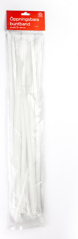 Gjenbrukbare strips, 20 stk, Hvit 45 cm