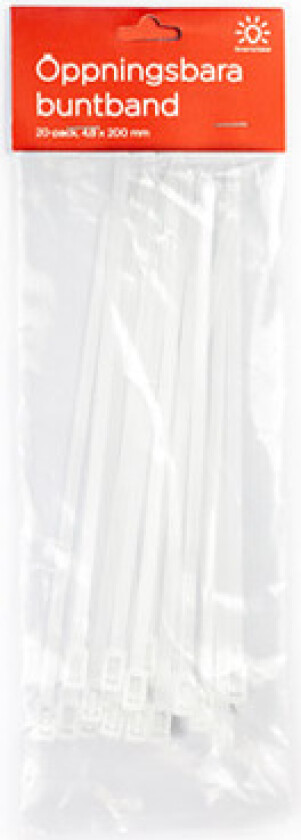 Gjenbrukbare strips, 20 stk, Hvit 20 cm