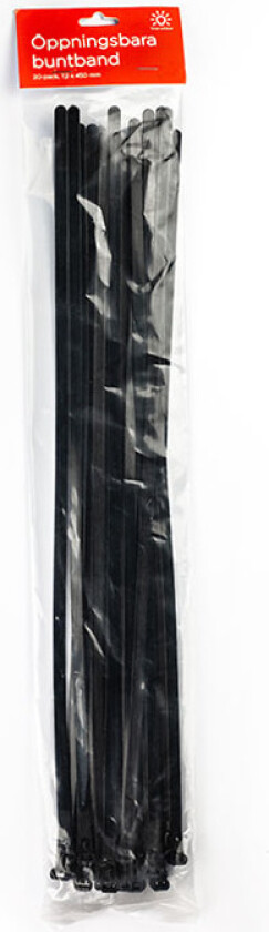 Gjenbrukbare strips, 20 stk, Svart 45 cm