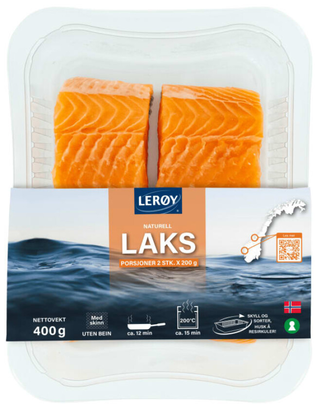 Laks Porsjoner m/Skinn 2x200g