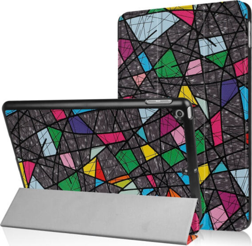 iPad 9.7" (2017/2018) Trifoldbart deksel med smal passform - geometrisk Black