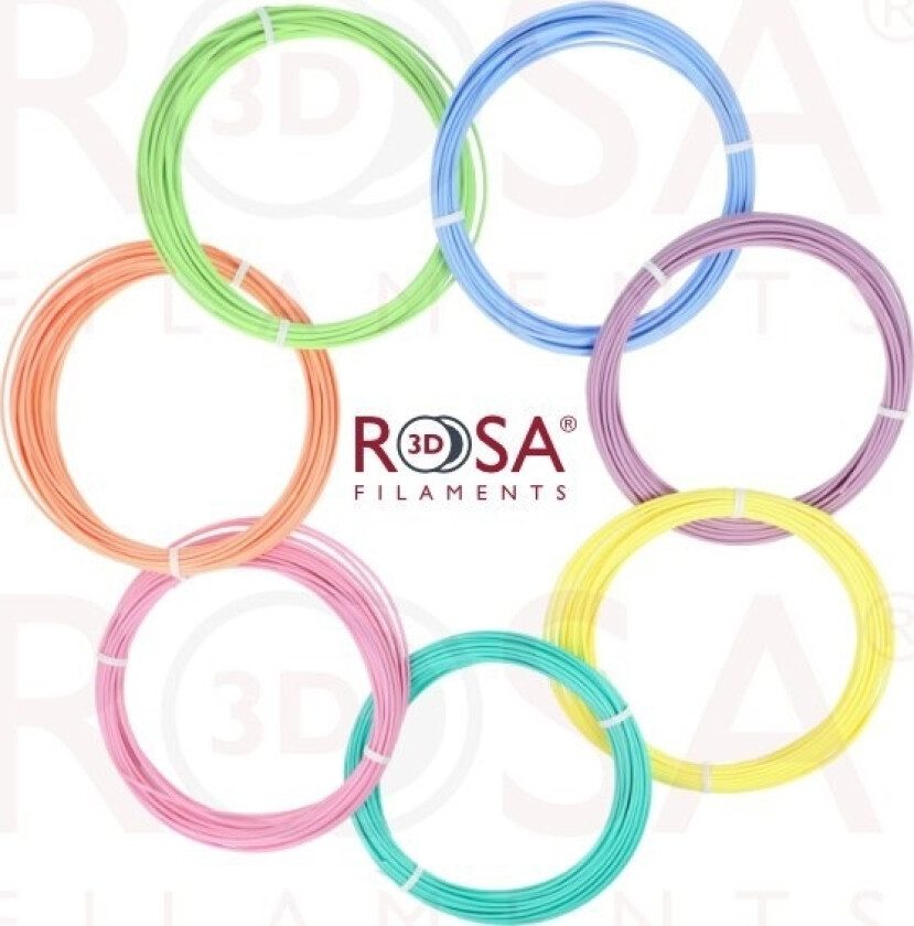 Rosa3d Filament Rosa3d 3D Pen Pack Pla Pastel 7 Colours X 10M