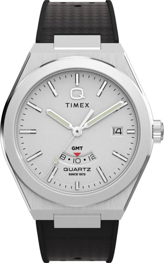 Q Continental GMT TW2Y12200 - Kvarts - Sølv - Herreklokker - Silikon - Mineral