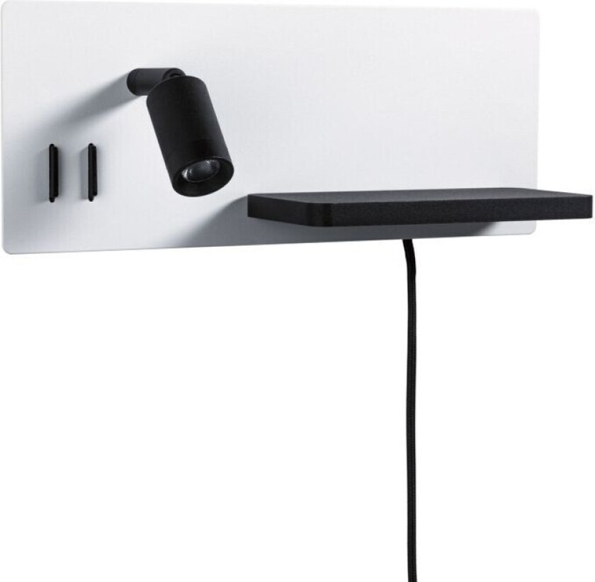 - Serra LED Vegglampe USB C Dim. Left Side Matt White/Matt Black
