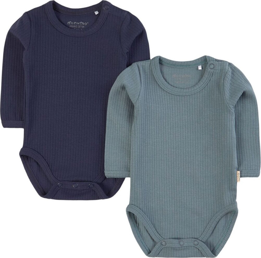 2-Pack Rib Baby Bodyer Goblin Blue | Blå | 74 cm