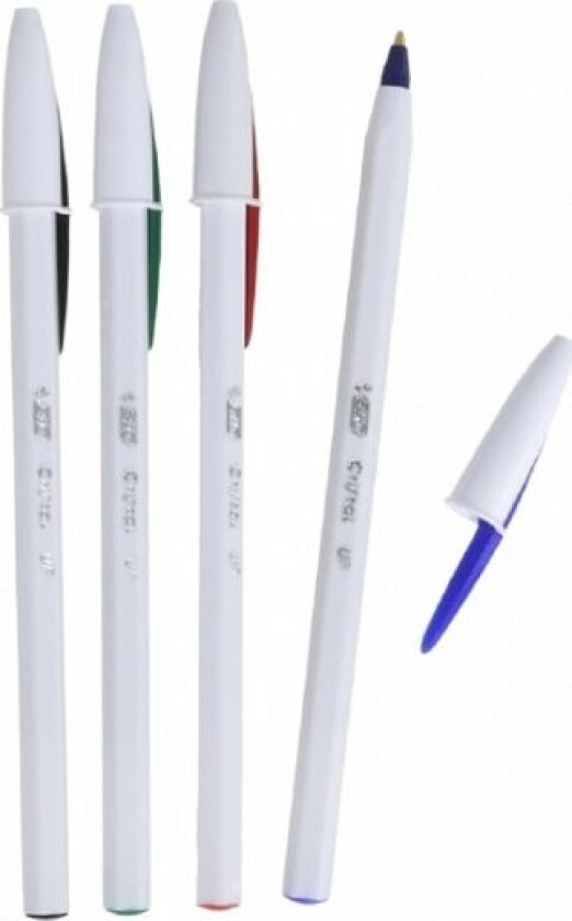 Bic Cristal Up X4, Klips, Uttrykkbar Kulepenn Med Hengefeste, Flerfarget, 4 Stykker