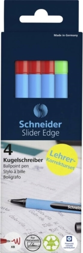 Schneider Skriveinstrumenter Kulepenn Slider Edge Xb 4-Pack, Lærerkorreksjonssett 152272 Kulepenn N/A 1 Stk.