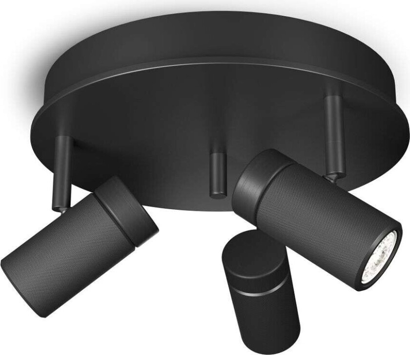 - Holder 3 Round Taklampe Black