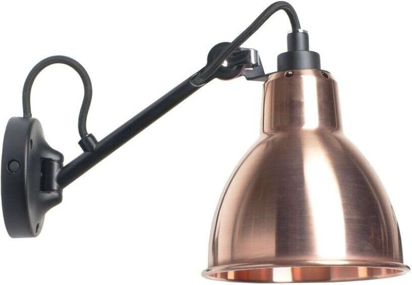 - 104 Vegglampe Svart/Rå Kobber Lampe Gras