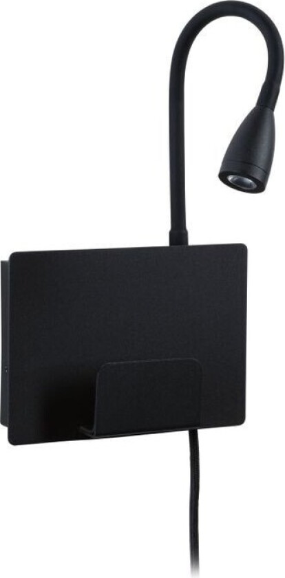 - Halina LED Vegglampe USB C Matt Black