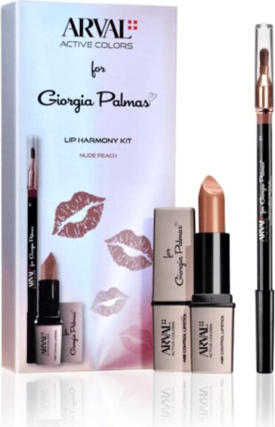 KIT ARVAL THE LIP HARMONY Nude Peach sminkesett (for kvinner) 2 stk