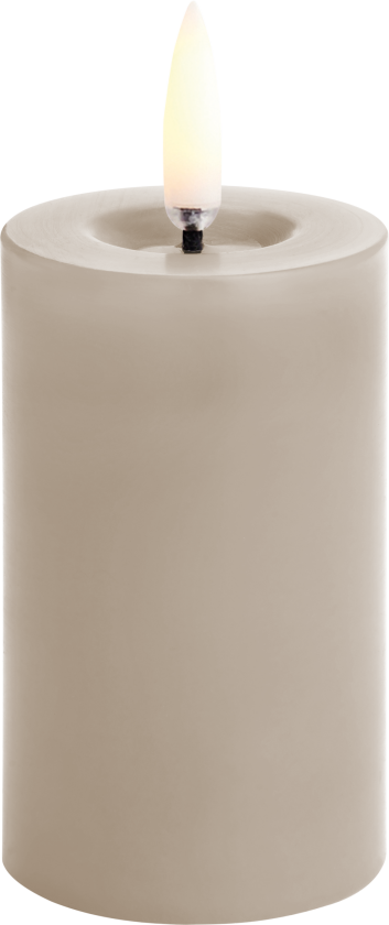 - LED pillar melted candle - Sandstone, Smooth - 5x7,5 cm (UL-PI-SAM0506)